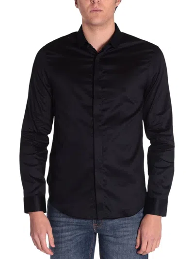 Armani Exchange Long Sleeved Buttoned Shirt In Blue
