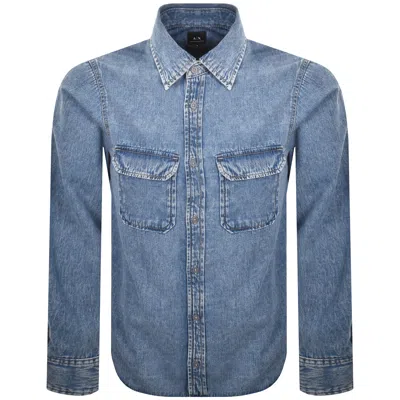 Armani Exchange Long Sleeved Denim Shirt Blue