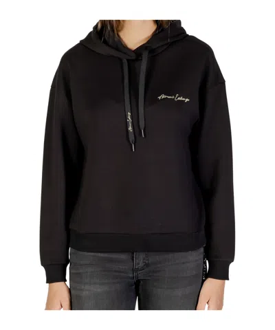 Armani Exchange Long-sleeved Hooded Sweatshirt In Black