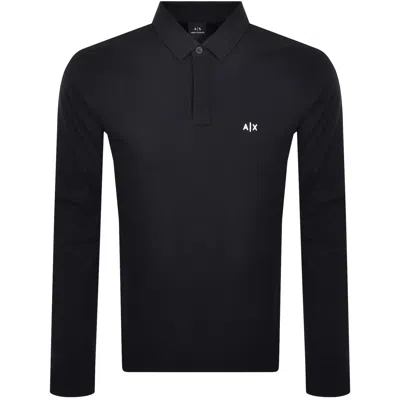 Armani Exchange Long Sleeved Polo Navy In Black