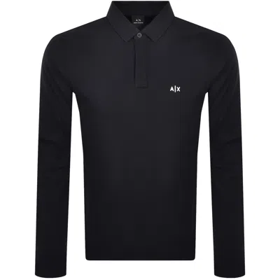 Armani Exchange Long Sleeved Polo Navy In Blue