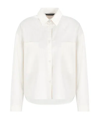 ARMANI EXCHANGE LOGO-JACQUARD CROPPED SHIRT