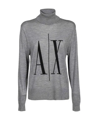 Armani Exchange Long-sleeved Sweater In Gray