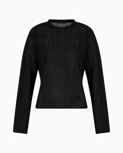 Armani Exchange Long-sleeved Sweater In Lurex Yarn In Black