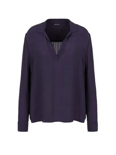 ARMANI EXCHANGE LONG-SLEEVED VISCOSE CREPE SHIRT WITH CLASSIC COLLAR