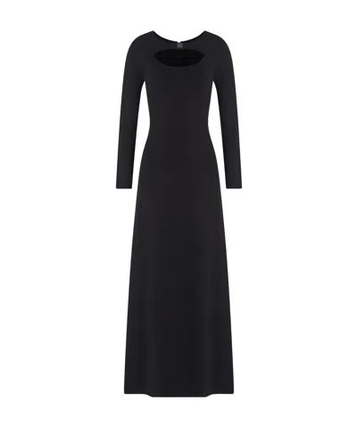 Armani Exchange Long Sleeves Cutout Placket Dress In Black