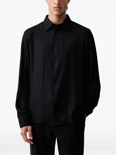Armani Exchange Long-sleeve Button-down Shirt In Black