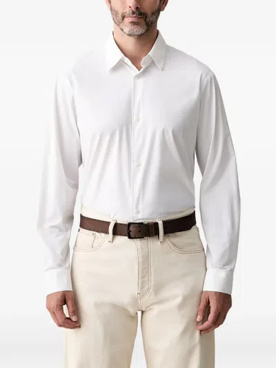 Armani Exchange Long-sleeve Button-down Shirt In White