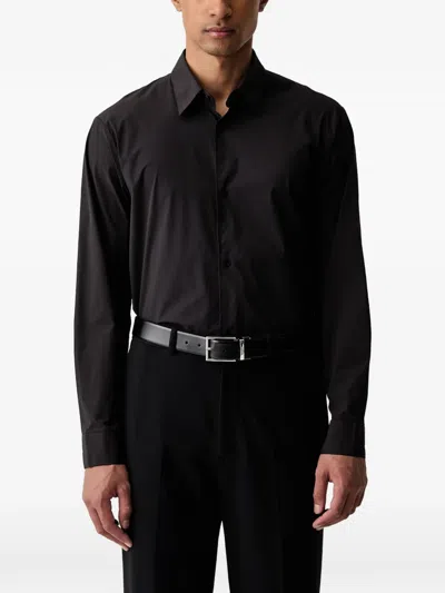 Armani Exchange Long-sleeve Button-up Shirt In Black