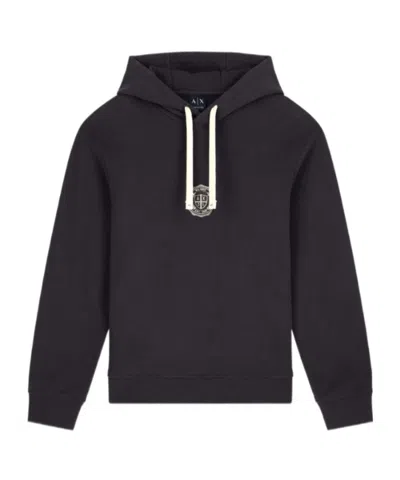 Armani Exchange Long-sleeve Hooded Sweatshirt In Black