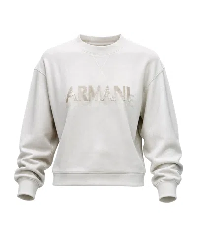 Armani Exchange Long-sleeved Crew Neck Sweatshirt In Gray