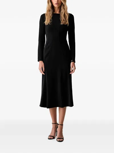 Armani Exchange Long-sleeved Midi Dress In Black
