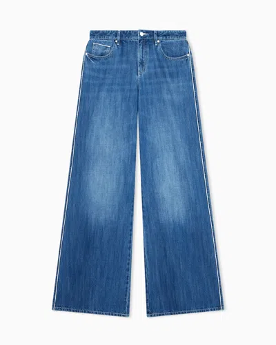 Armani Exchange Loose Fit Rigid Blue Denim Jeans 13oz