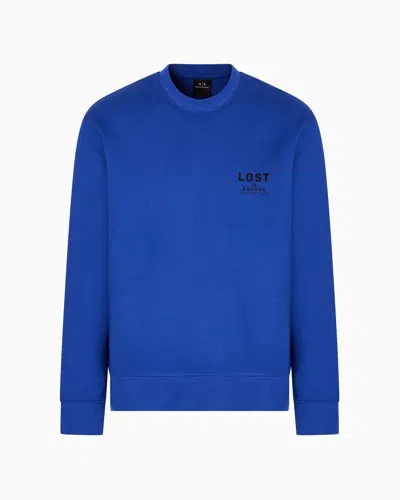 Armani Exchange Lost In Sound Crewneck Sweatshirt In Blue
