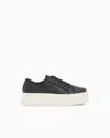 Armani Exchange Low Top Sneakers With All-over Debossed Logo In Black