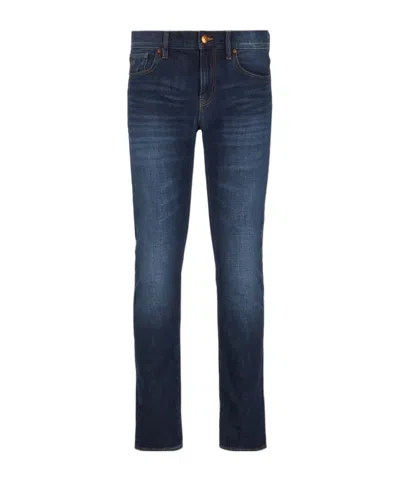 Armani Exchange Low-waist Button Denim Trousers In Blue