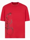 Armani Exchange Lunae New Year Regular Fit Jersey T-shirt In Red