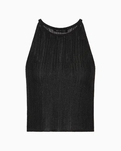 Armani Exchange Lurex Yarn Top In Black