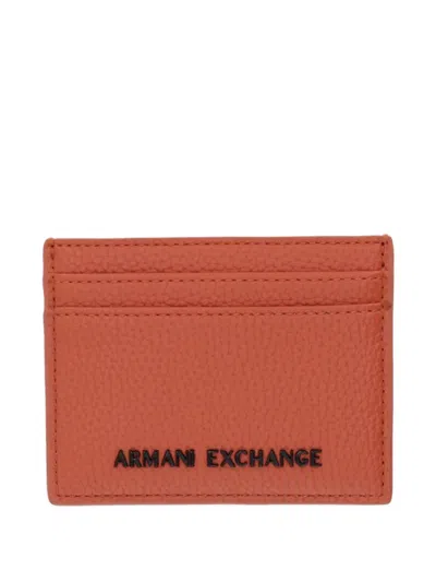 Armani Exchange Madrid Logo-plaque Cardholder In Orange