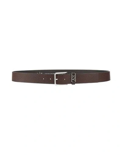 Armani Exchange Man Belt Chocolate Brown Size 39.5 Cow Leather