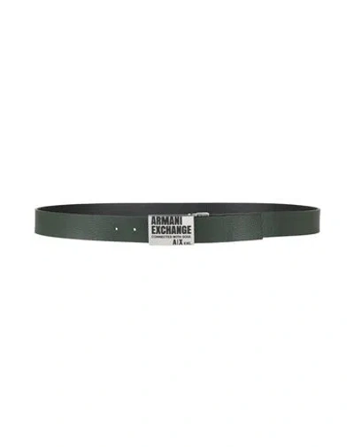 Armani Exchange Man Belt Dark Green Size Onesize Cow Leather