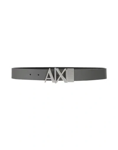 Armani Exchange Man Belt Lead Size 38 Soft Leather In Grey