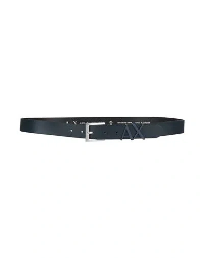Armani Exchange Man Belt Midnight Blue Size 38 Cow Leather