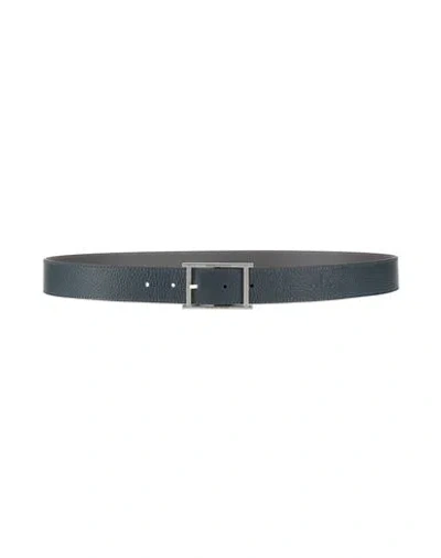 Armani Exchange Man Belt Navy Size 39.5 Cow Leather In Blue