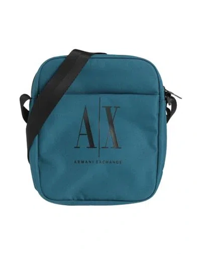 Armani Exchange Man Cross-body Bag Deep Teal Size - Polyester In Green