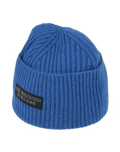 Armani Exchange Man Hat Bright Blue Size Onesize Wool, Polyamide