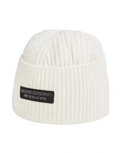 Armani Exchange Man Hat Cream Size Onesize Wool, Polyamide In White
