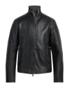 Armani Exchange Man Jacket Black Size M Lambskin In Black
