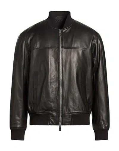 Armani Exchange Man Jacket Black Size Xxl Ovine Leather