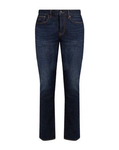 Armani Exchange Logo-embroidered Slim-fit Jeans In Blue