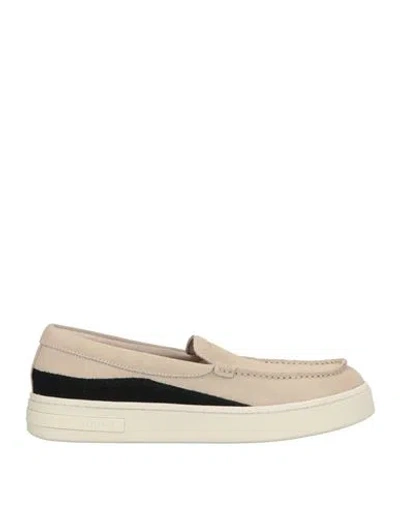 Armani Exchange Man Loafers Khaki Size 9 Pigskin In Neutral