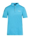 Armani Exchange Man Polo Shirt Azure Size L Cotton In Blue