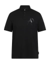 Armani Exchange Man Polo Shirt Black Size L Cotton In Black