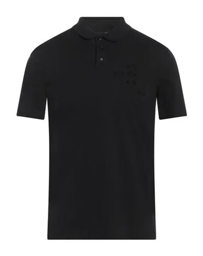 Armani Exchange Man Polo Shirt Black Size L Cotton In Black