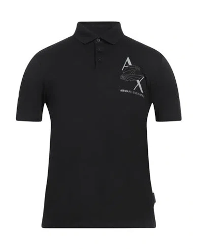 Armani Exchange Man Polo Shirt Black Size S Cotton, Elastane