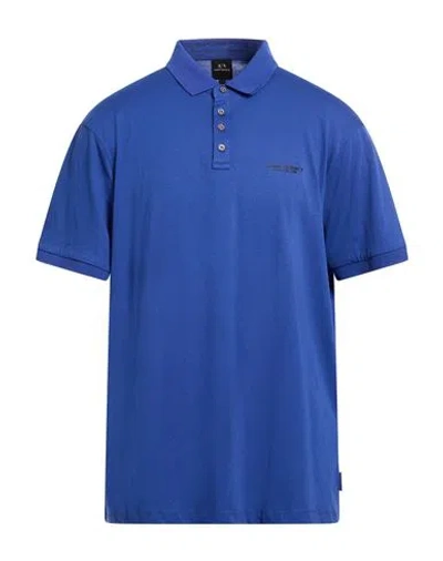 Armani Exchange Man Polo Shirt Blue Size Xxl Cotton