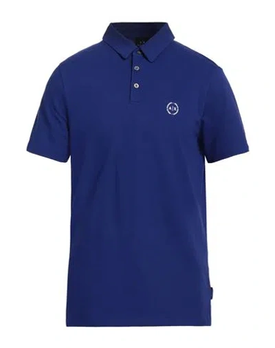 Armani Exchange Man Polo Shirt Bright Blue Size Xs Cotton, Elastane, Polyester
