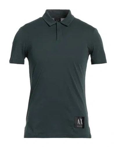 Armani Exchange Man Polo Shirt Dark Green Size S Cotton In Green