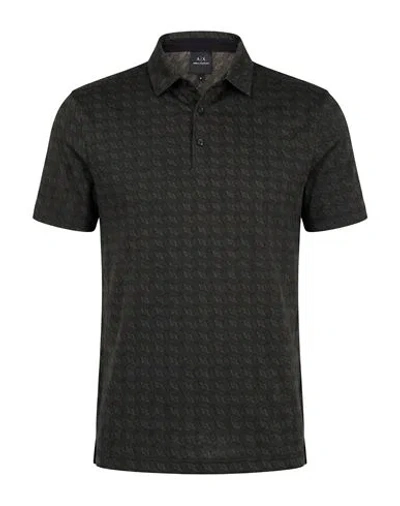 Armani Exchange Man Polo Shirt Dark Green Size Xxl Cotton In Black