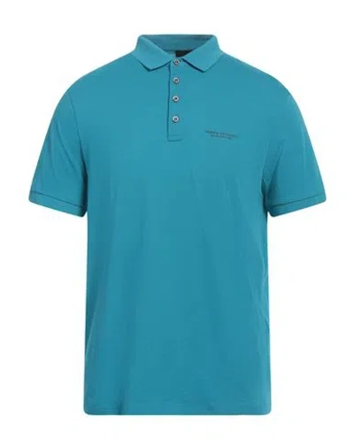 Armani Exchange Man Polo Shirt Deep Teal Size S Cotton In Green