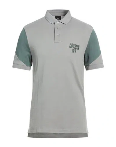 Armani Exchange Man Polo Shirt Grey Size L Cotton In Gray