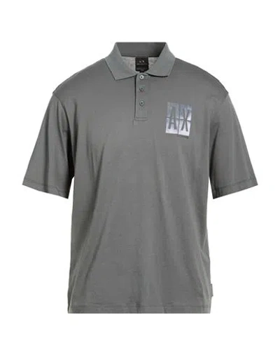 Armani Exchange Man Polo Shirt Grey Size L Cotton In Gray