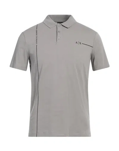 Armani Exchange Man Polo Shirt Grey Size S Cotton, Elastane