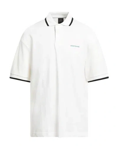Armani Exchange Man Polo Shirt Ivory Size L Cotton In White