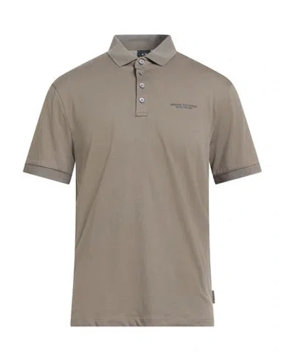 Armani Exchange Man Polo Shirt Khaki Size L Cotton In Green
