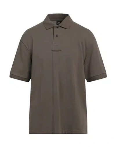 Armani Exchange Man Polo Shirt Khaki Size M Cotton In Beige